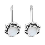 Mother of Pearl Sterling Silver Stud Earrings, e371 